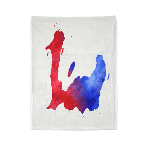 Haiti Watercolor Map Blanket — Red & Blue Country Outline Throw