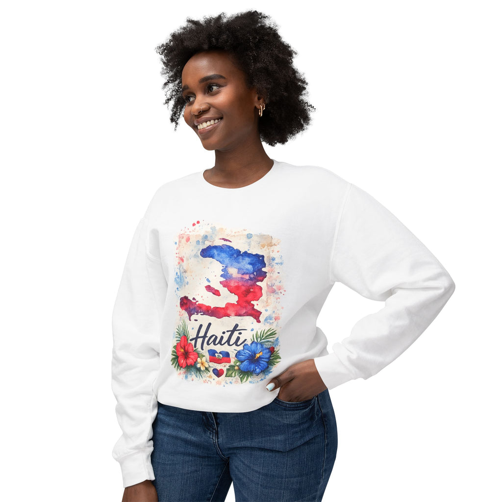 Haiti Watercolor Map Crewneck Sweatshirt – Haitian Pride Design