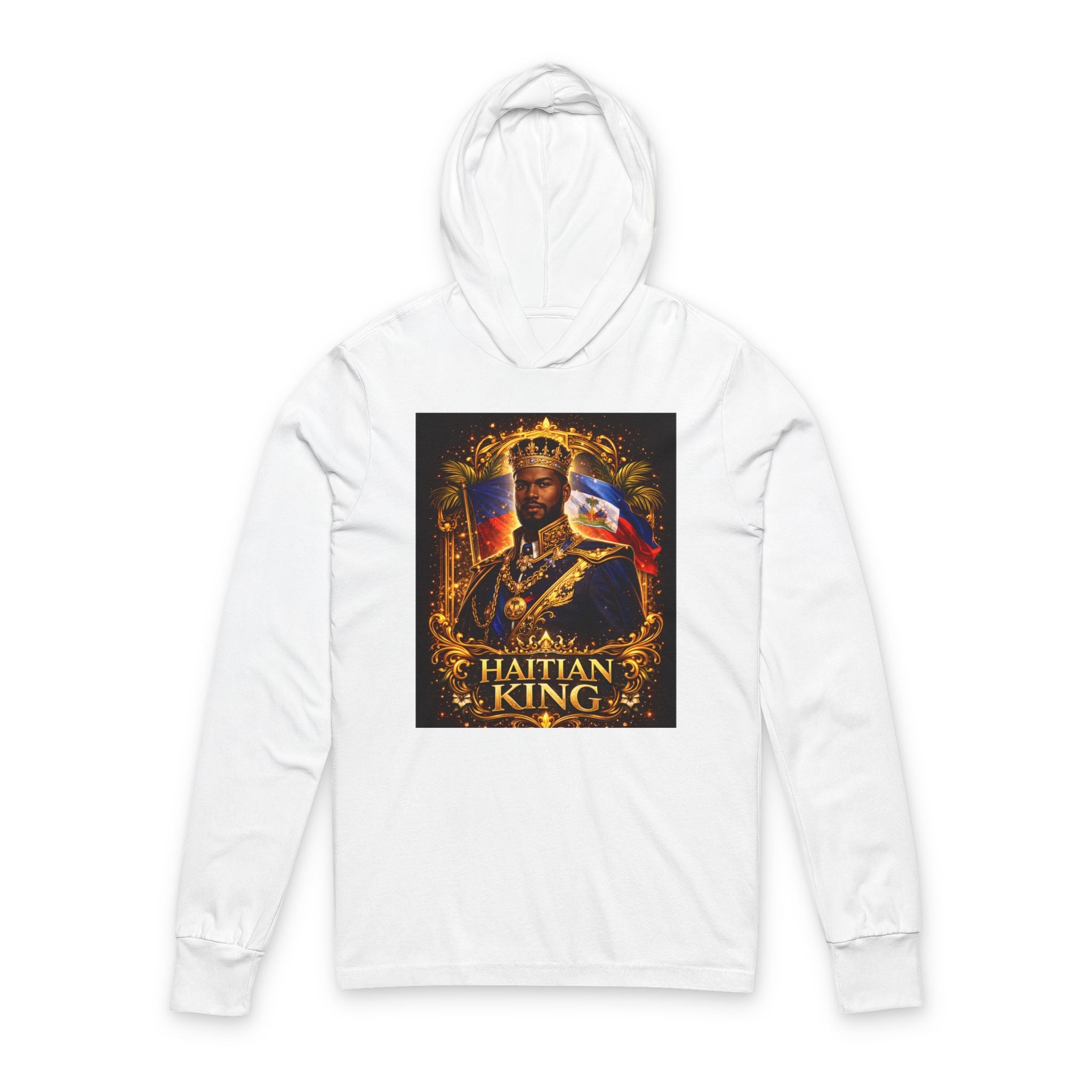 Haitian King Hoodie Tee — Regal Portrait Long-Sleeve Hooded Shirt