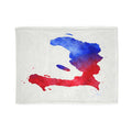 Haiti Watercolor Map Blanket — Red & Blue Country Outline Throw