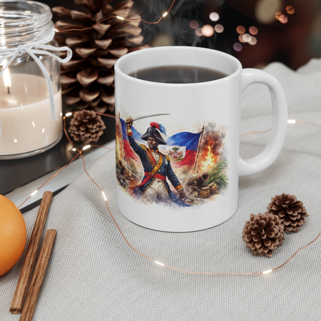 Ceramic Mug — Haitian General with Flag Coffee Cup (11oz, 15oz)