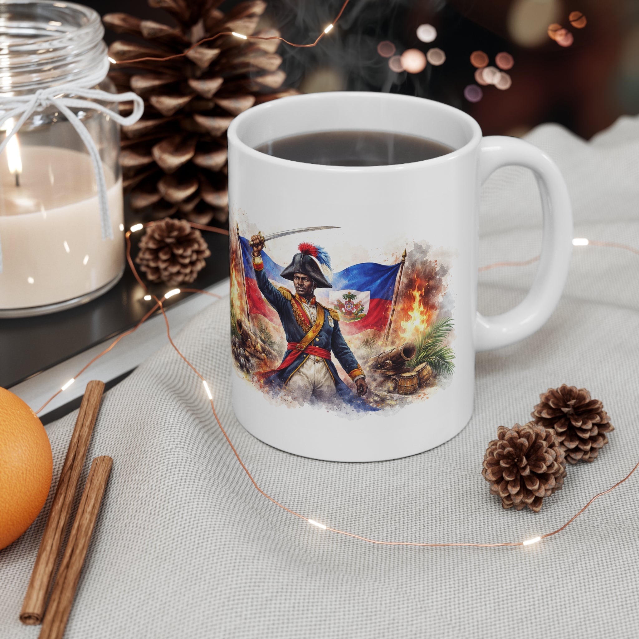 Ceramic Mug — Haitian General with Flag Coffee Cup (11oz, 15oz)